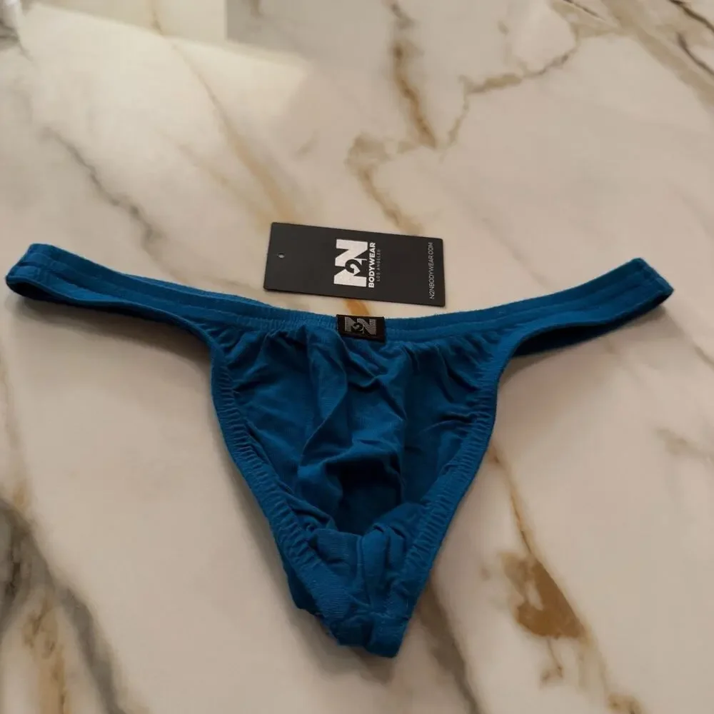 Set Of 2 N2N Bodywear Mens Essential Thong Color Teal Blue Size Large